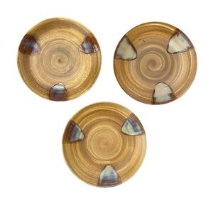 Sango Splash Dinner Plates 11" Brown Drip Stoneware 4951 Set Of 3